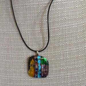Multicolor Glass Pendant Necklace